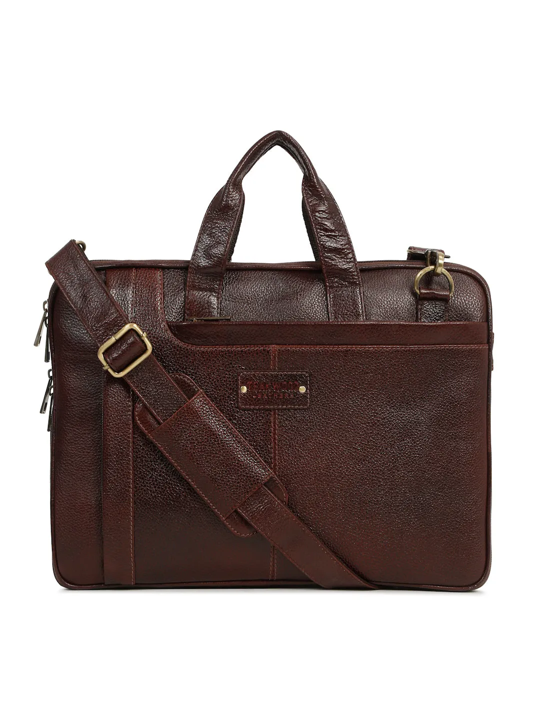 Unisex Brown Leather taxtured laptop Bag