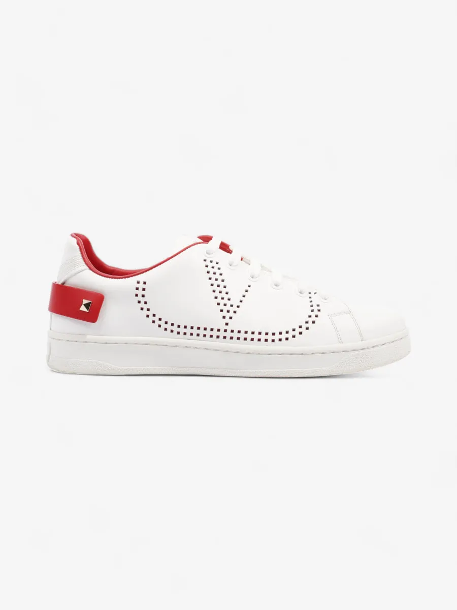 V Logo Sneakers  White / Red Leather EU 38 UK 5