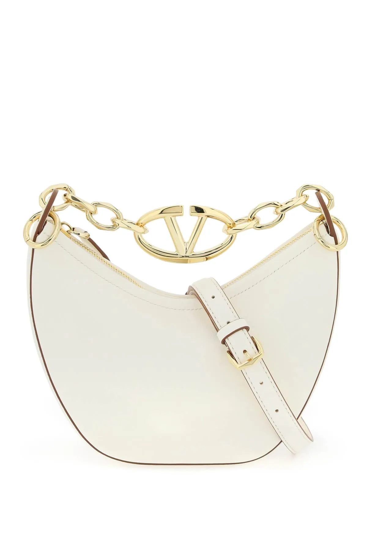 VALENTINO GARAVANI mini vlogo moon bag in nappa leather with chain