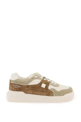 Valentino Garavani    Valentino Garavani One Stud Crust And Nappa Leather Sneakers