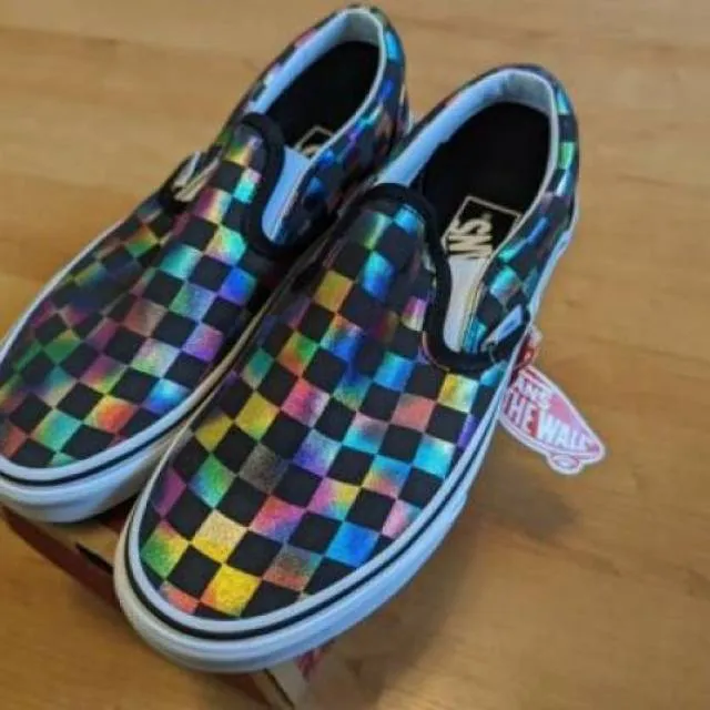 Vans Classic Slip-On 'Iridescent Checkerboard' Rainbow C...