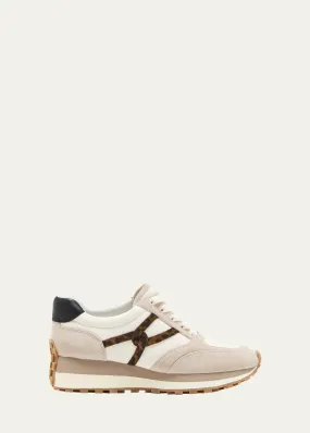 Veronica Beard Valentina Mixed Leather Retro Sneakers