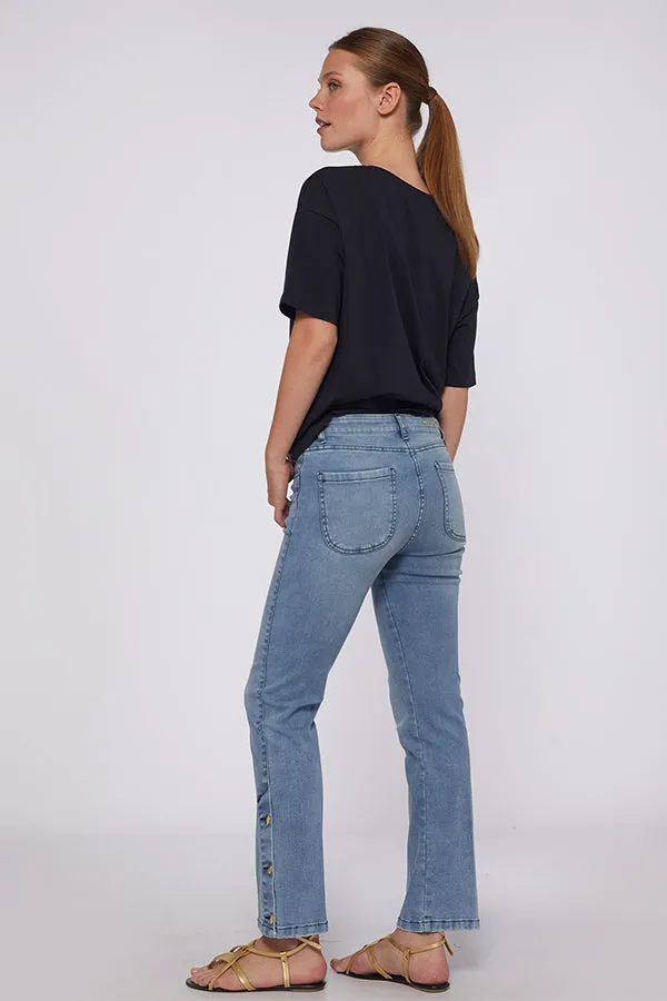 Vilagallo GABRIELLA LIGHT DENIM BUTTON DETAIL JEANS