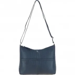 Vittoria Croc Print Leather Shoulder Bag Navy/croc: MC4