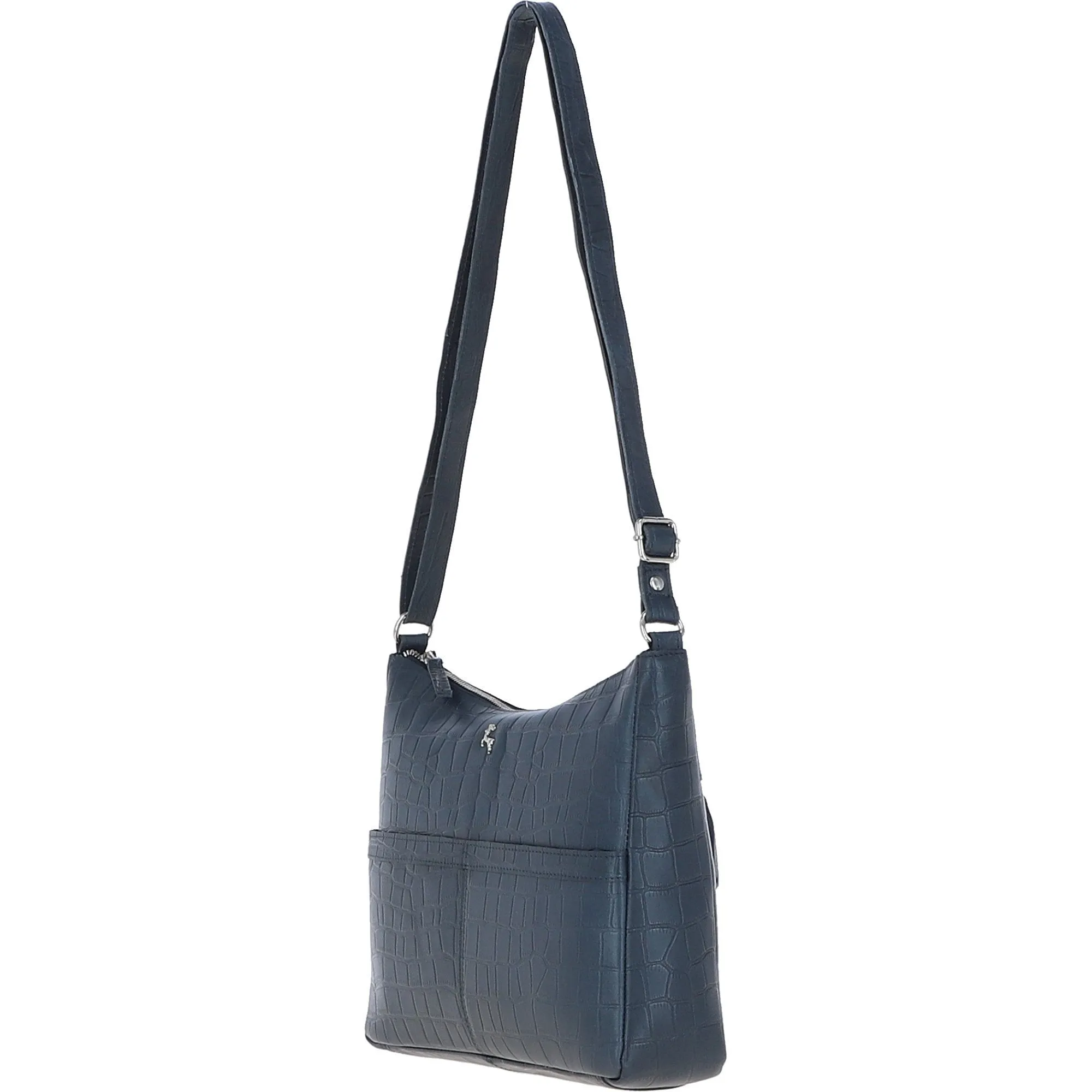 Vittoria Croc Print Leather Shoulder Bag Navy/croc: MC4