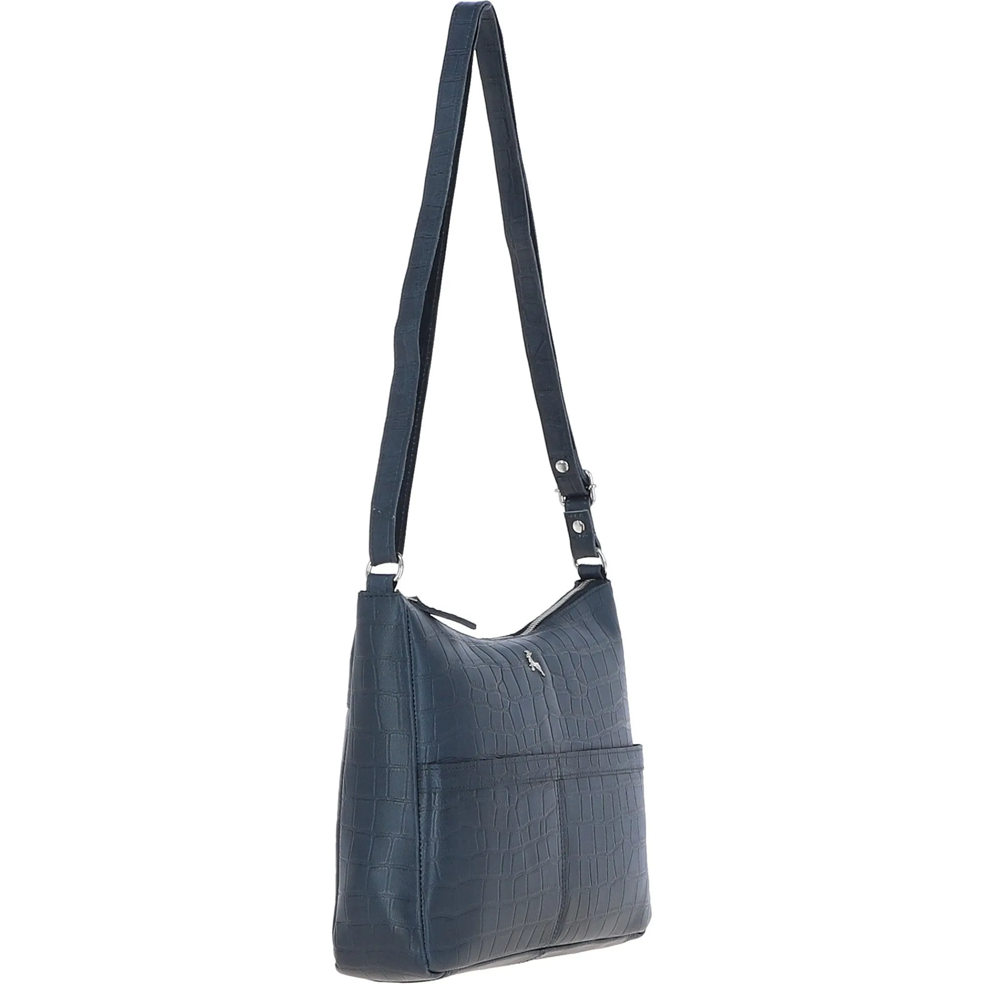 Vittoria Croc Print Leather Shoulder Bag Navy/croc: MC4