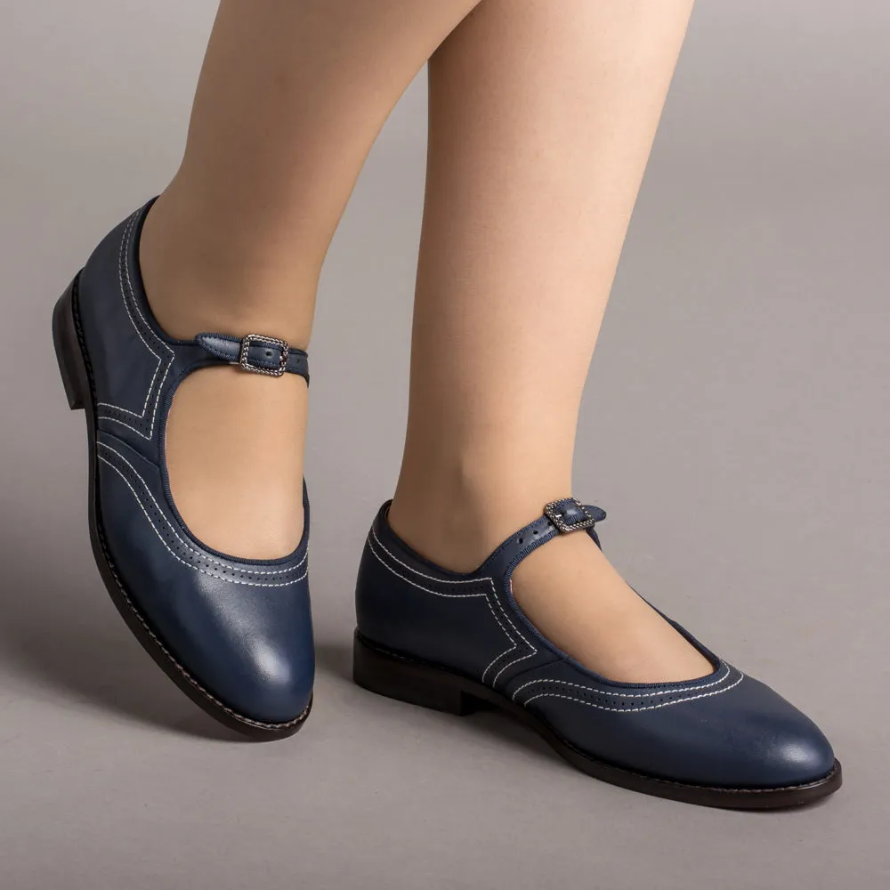 Wednesday Women's Vintage Mary Jane Shoes (Navy)