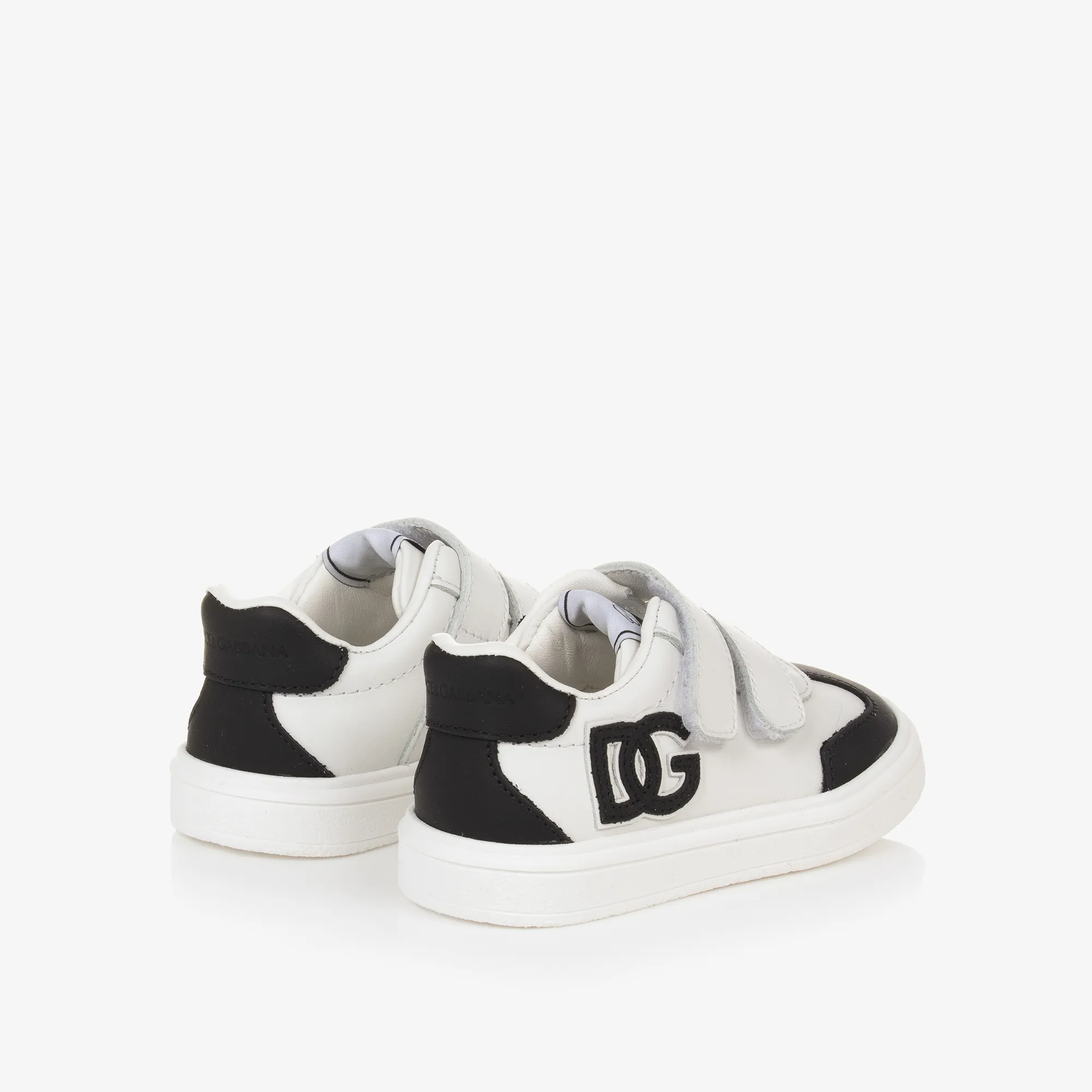 White Leather DG Velcro Baby Trainers