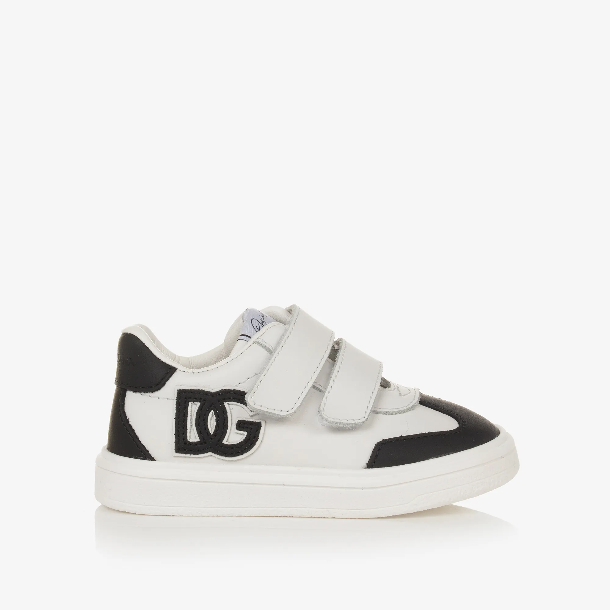 White Leather DG Velcro Baby Trainers