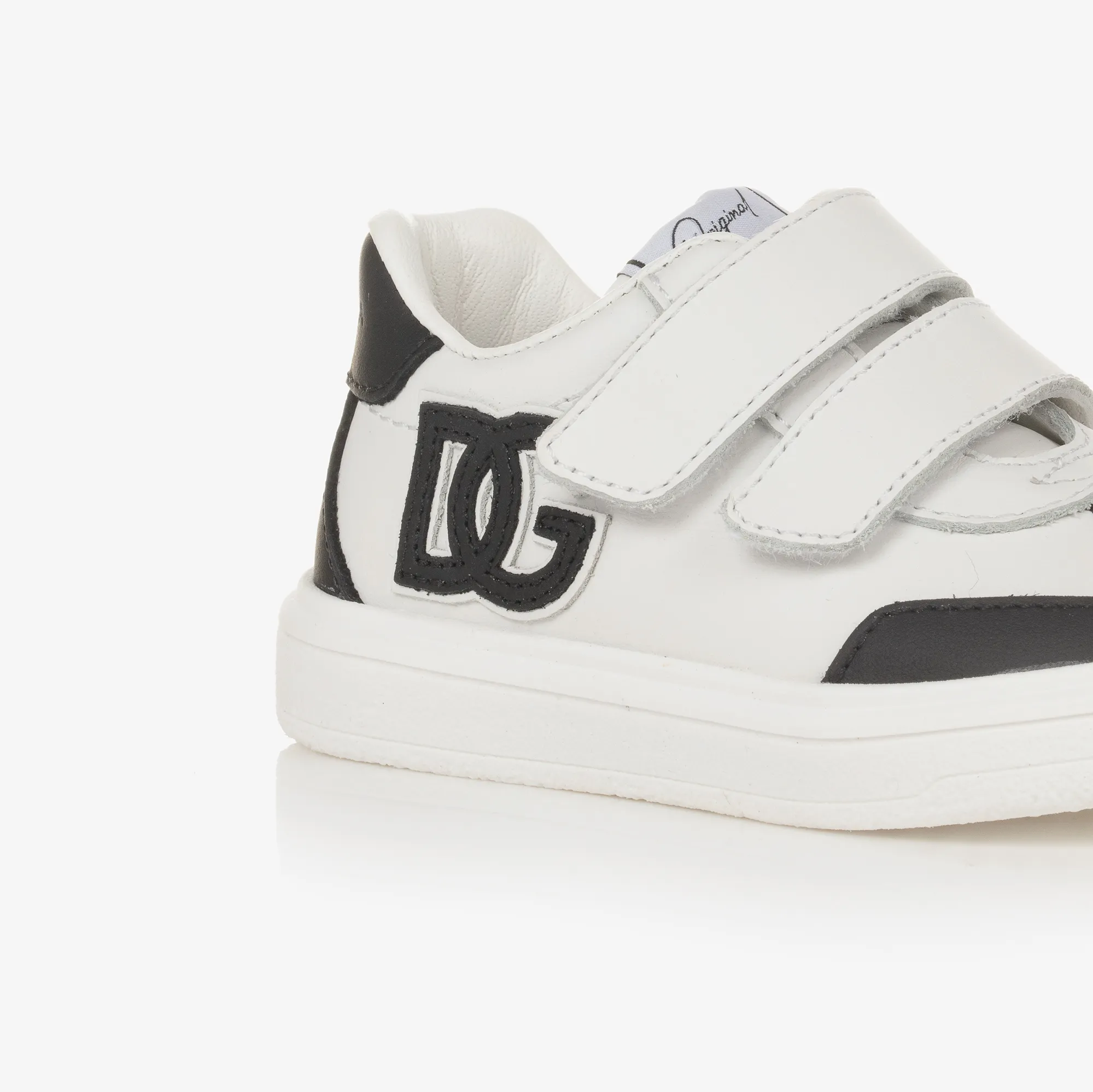 White Leather DG Velcro Baby Trainers