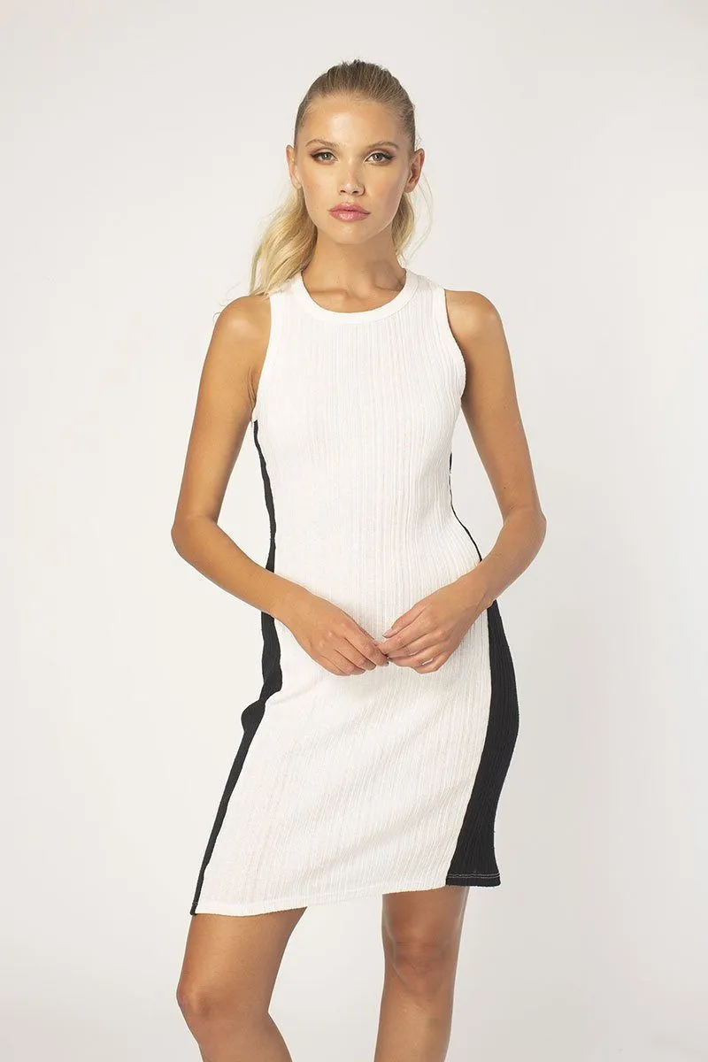 White/Black Blocked Tank Dress