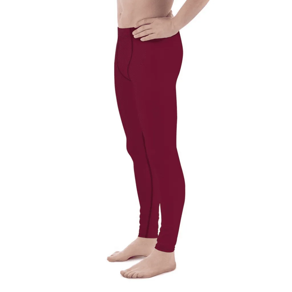 Wine Burgundy Men's Leggings