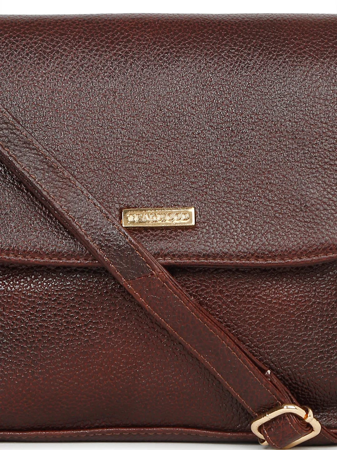 Women Brown Texture Leather Sling bag