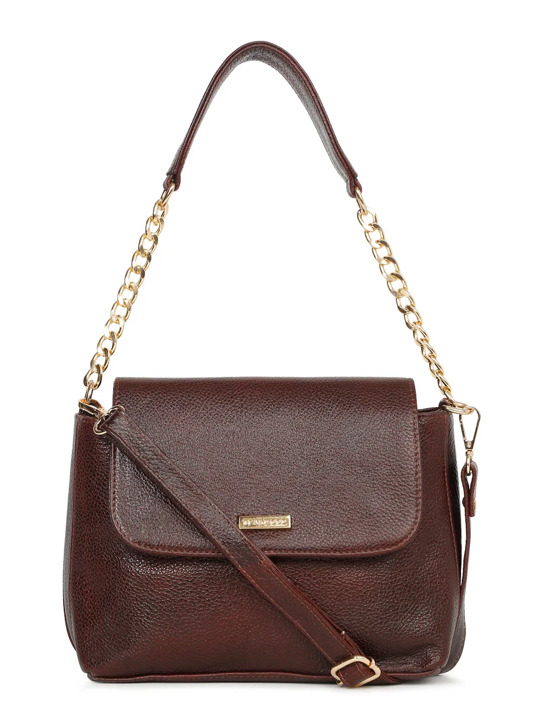 Women Brown Texture Leather Sling bag