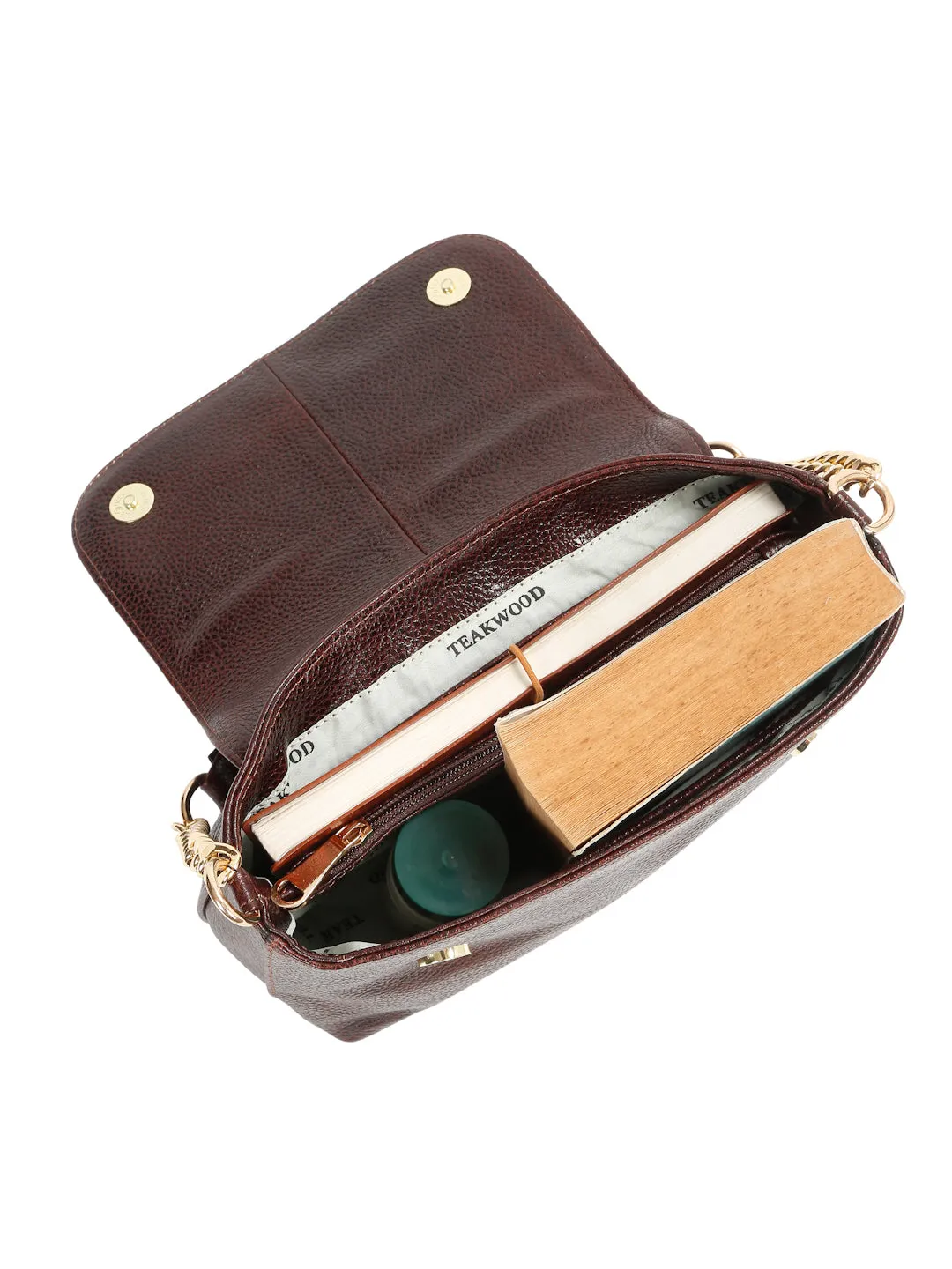 Women Brown Texture Leather Sling bag