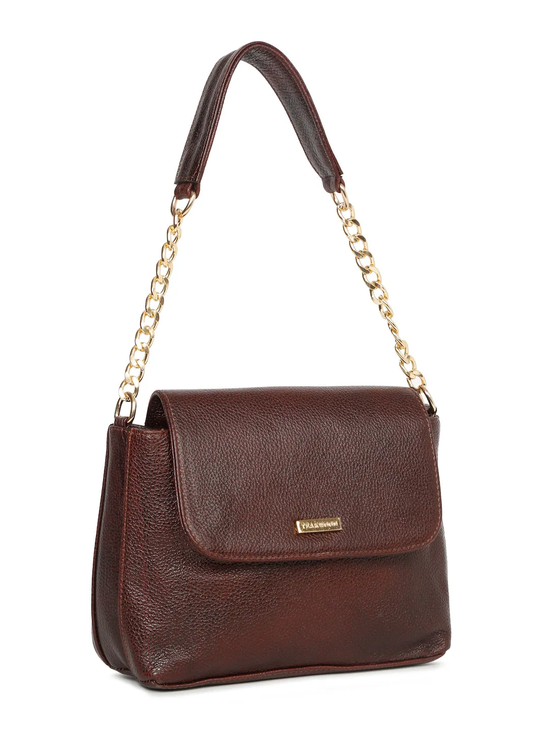 Women Brown Texture Leather Sling bag