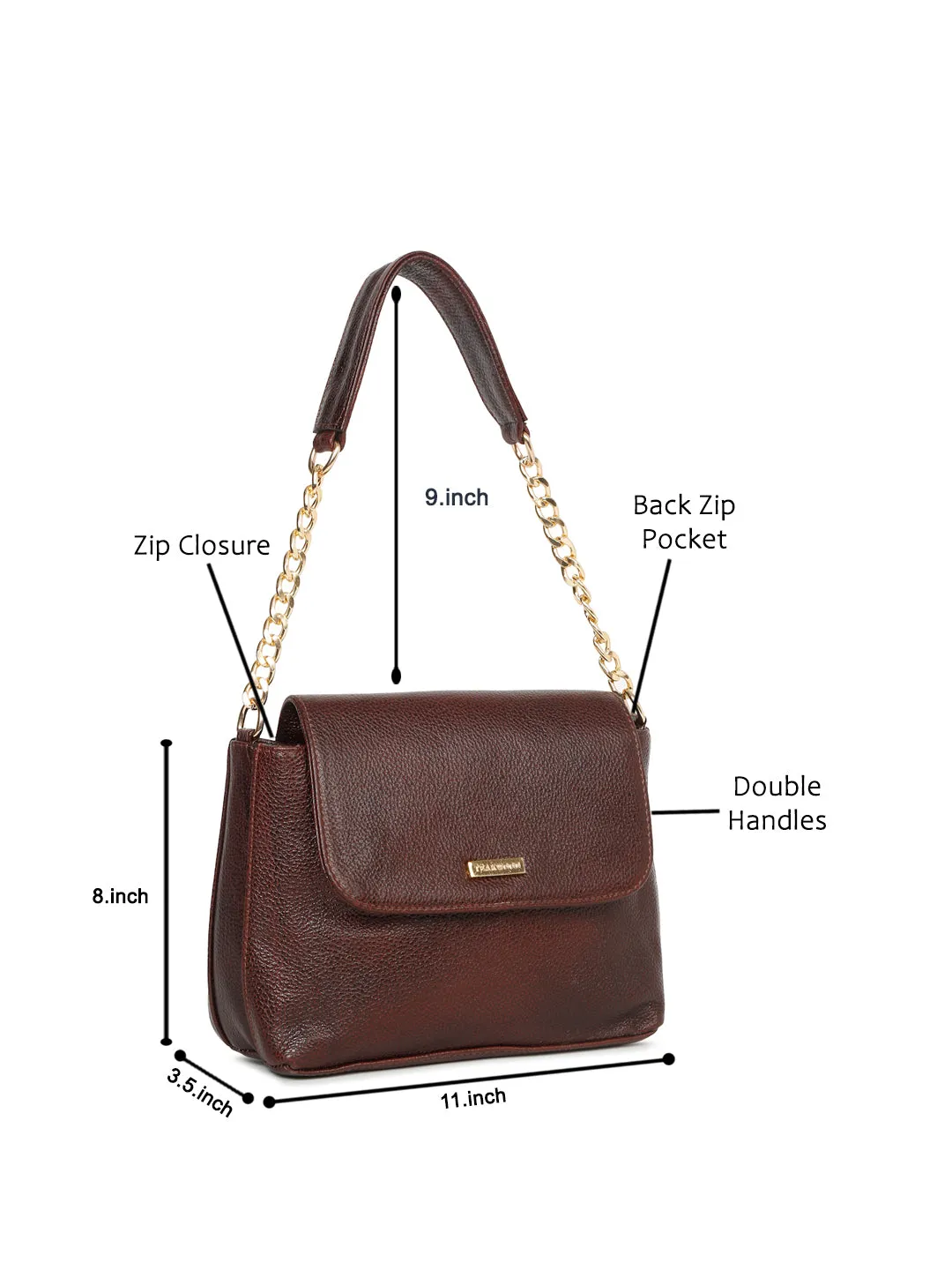 Women Brown Texture Leather Sling bag