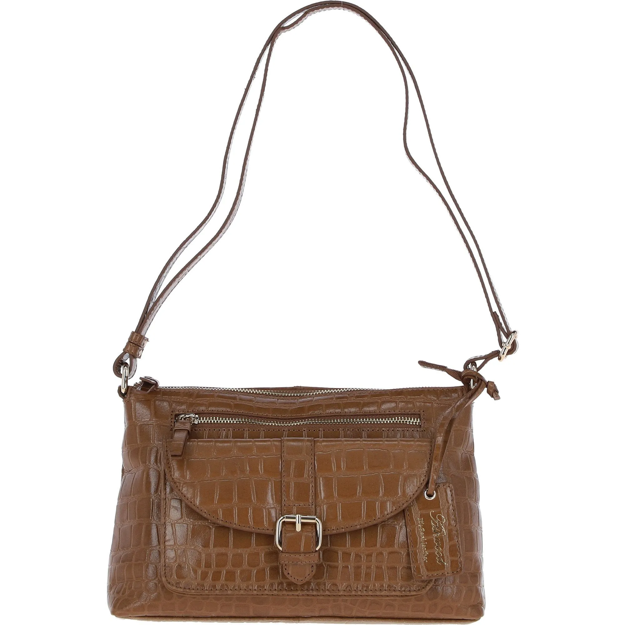 Women's Leather Shoulder Handbag Tan/croc: 63786 Croc