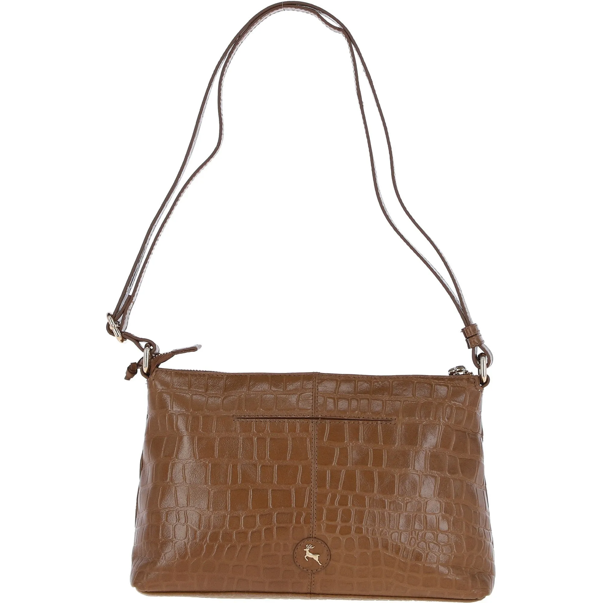 Women's Leather Shoulder Handbag Tan/croc: 63786 Croc