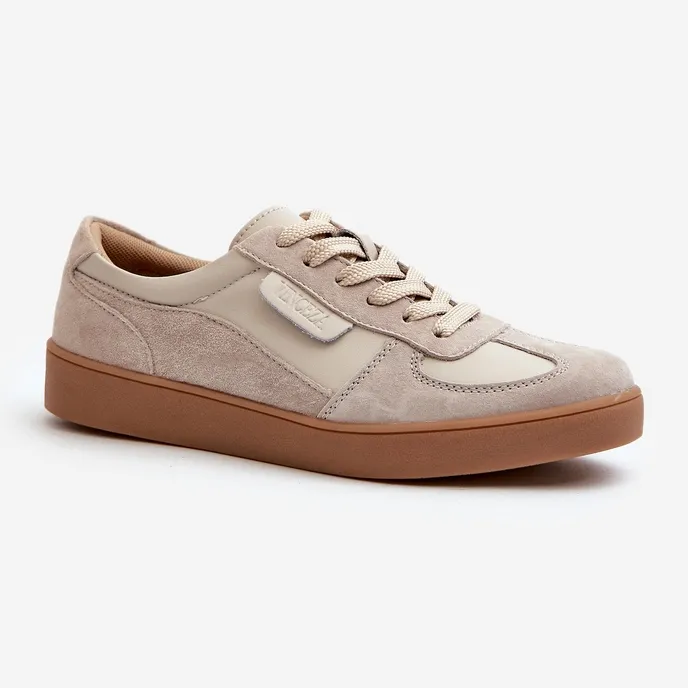 Women's Leather Sneakers Gray and Beige Vinceza 7333