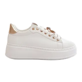 Women's Sneakers On The Platform With A Teddy Bear White Vailina