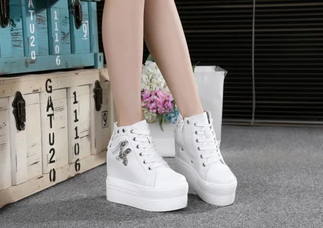 Women's Breathable Air Wedge Casual Hidden Heels Platform Sneakers