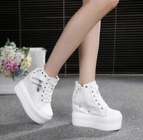 Women's Breathable Air Wedge Casual Hidden Heels Platform Sneakers