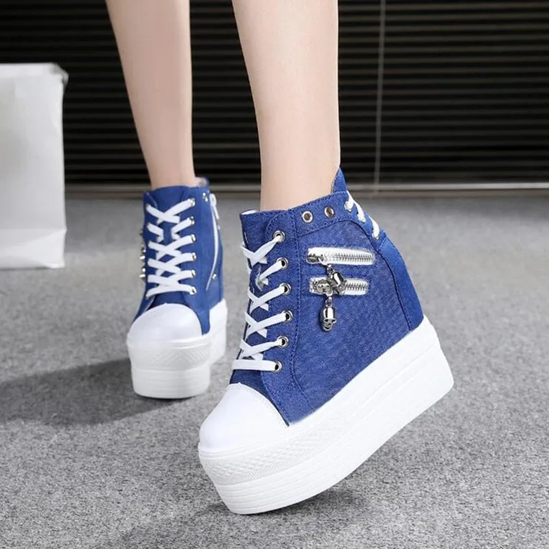 Women's Breathable Air Wedge Casual Hidden Heels Platform Sneakers