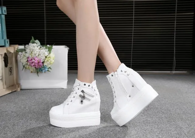 Women's Breathable Air Wedge Casual Hidden Heels Platform Sneakers