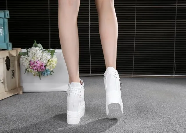 Women's Breathable Air Wedge Casual Hidden Heels Platform Sneakers