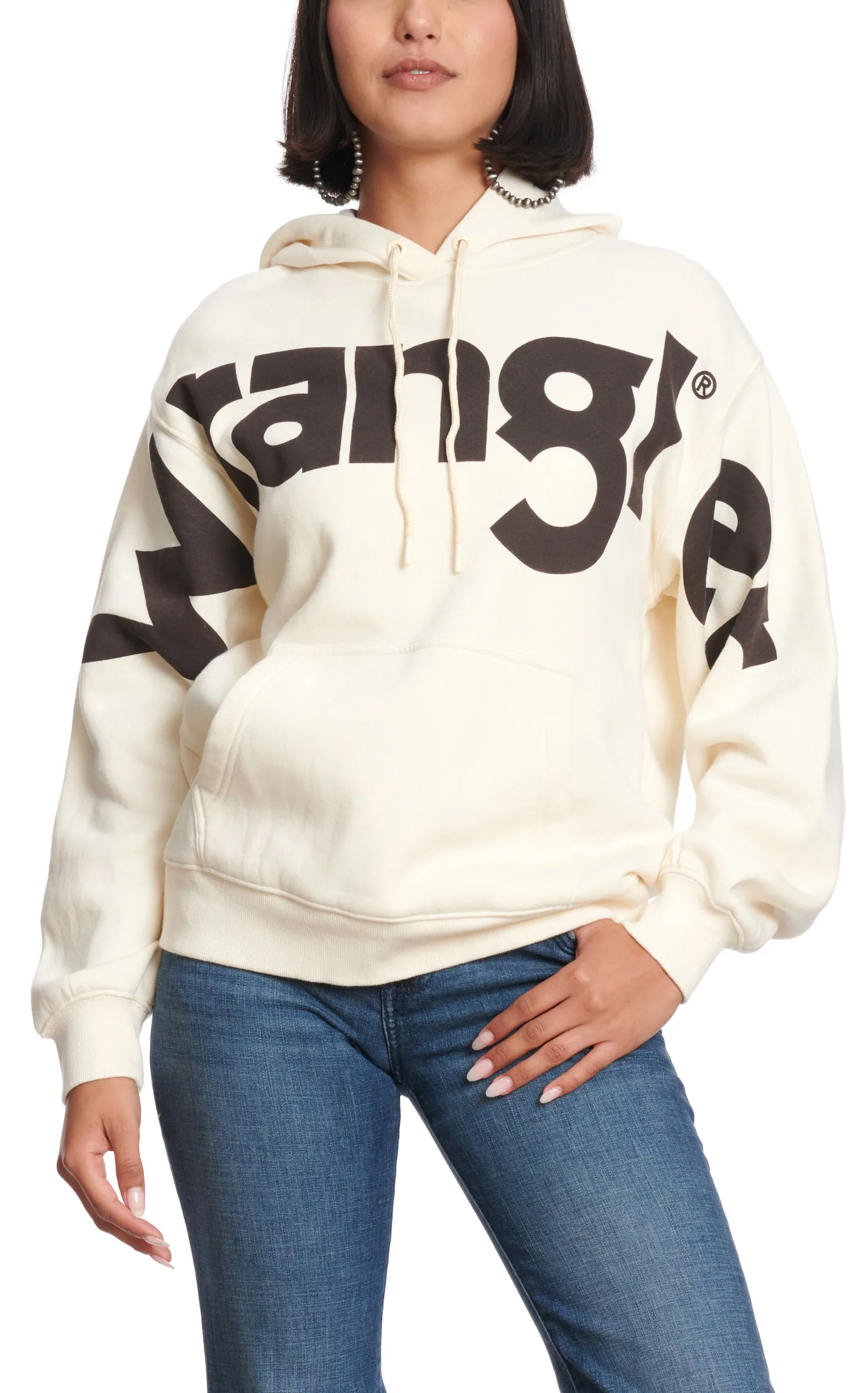 Wrangler Women's Marshmallow White Logo Graphic Hoodie