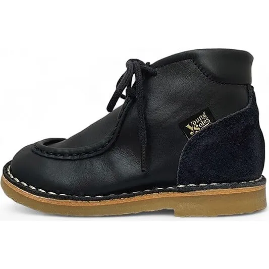 Young Soles Boomer Wallabee Boot, Navy Leather