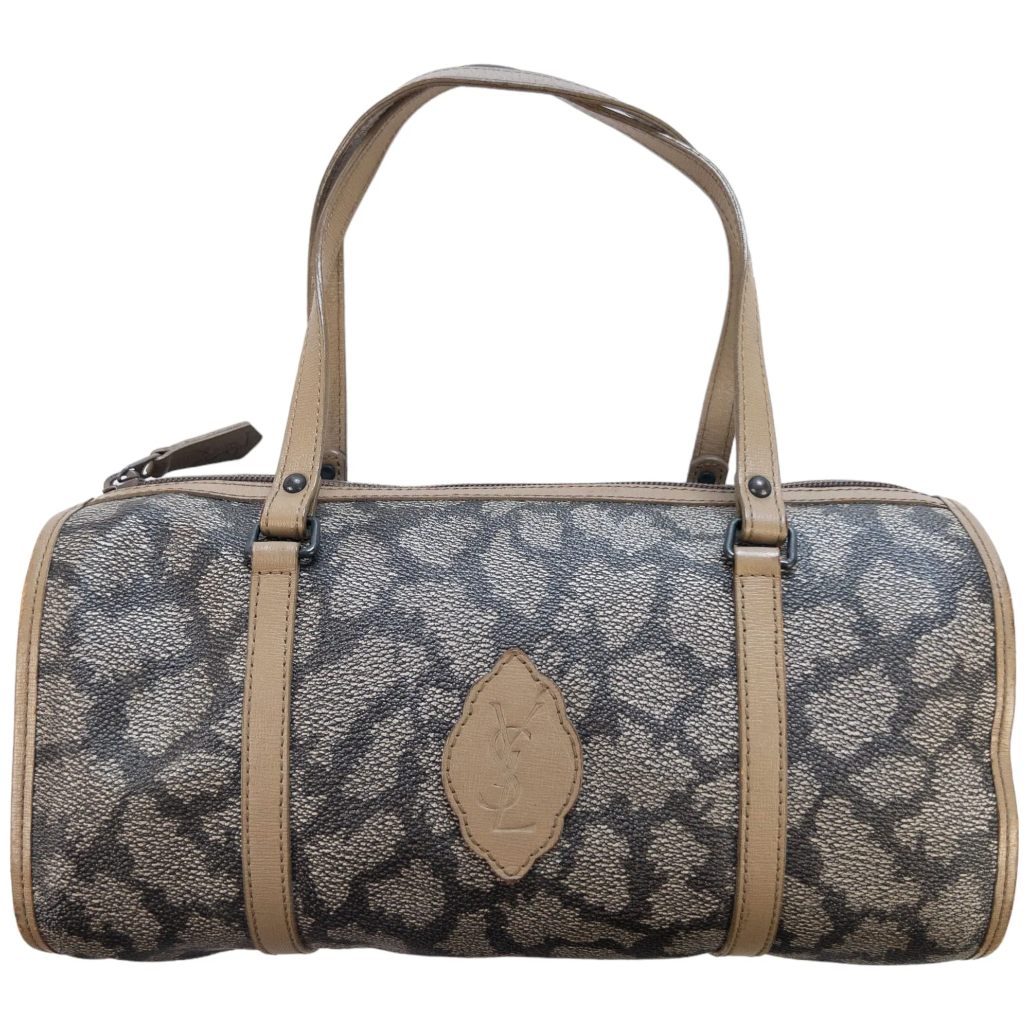 Yves Saint Laurent Grey Leopard Pattern Handbag | Second Wave Vintage