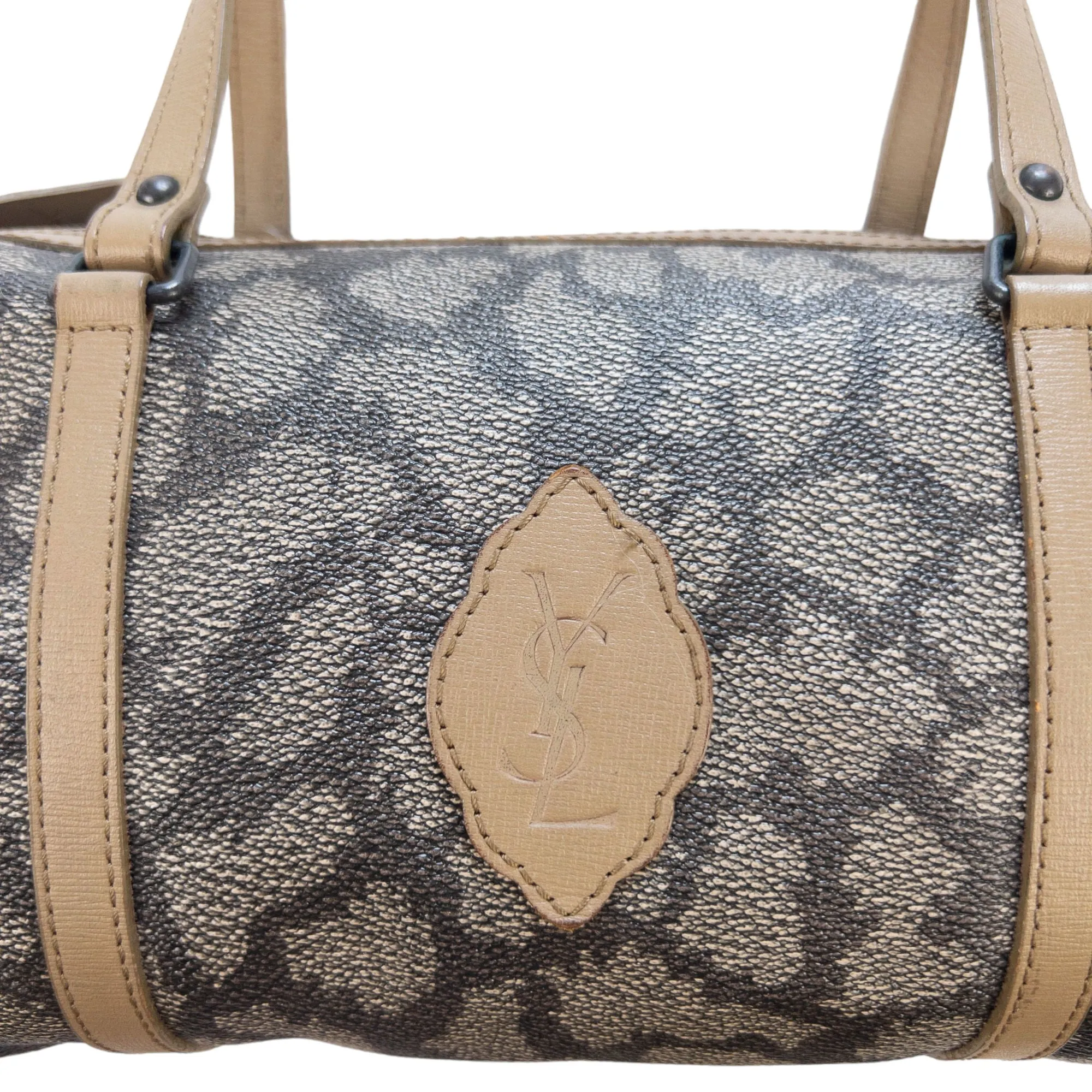 Yves Saint Laurent Grey Leopard Pattern Handbag | Second Wave Vintage