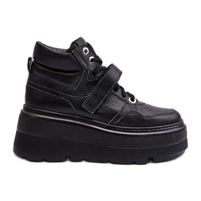 Zazoo 3450 Women's Leather Sneakers Black