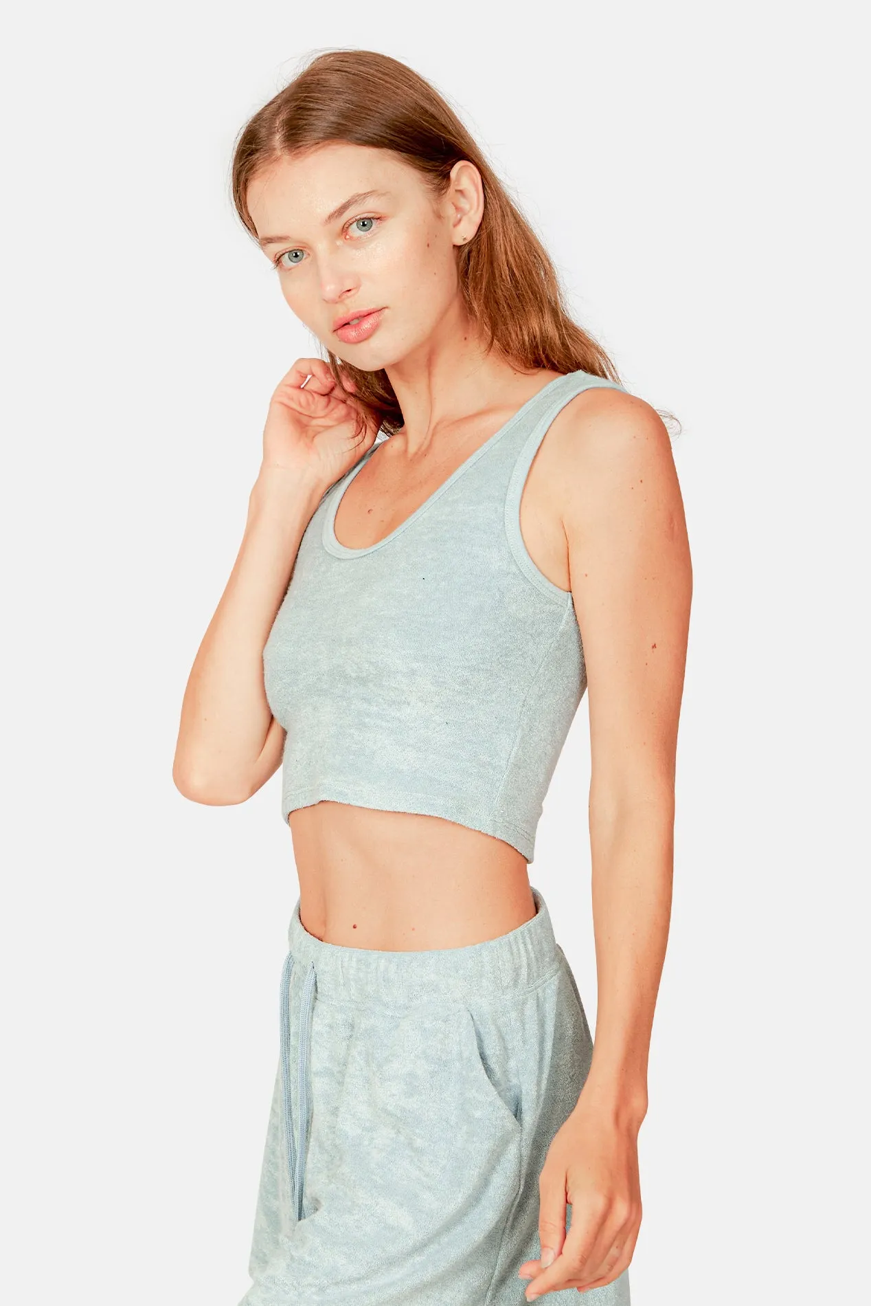 Zo Cropped Tank Ocean Blue